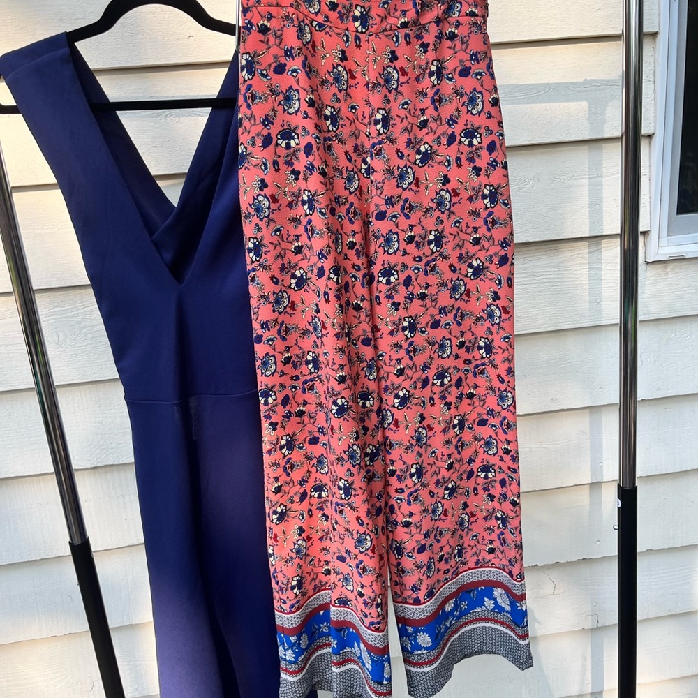 Topshop Pink and Blue Floral Jumpsuit